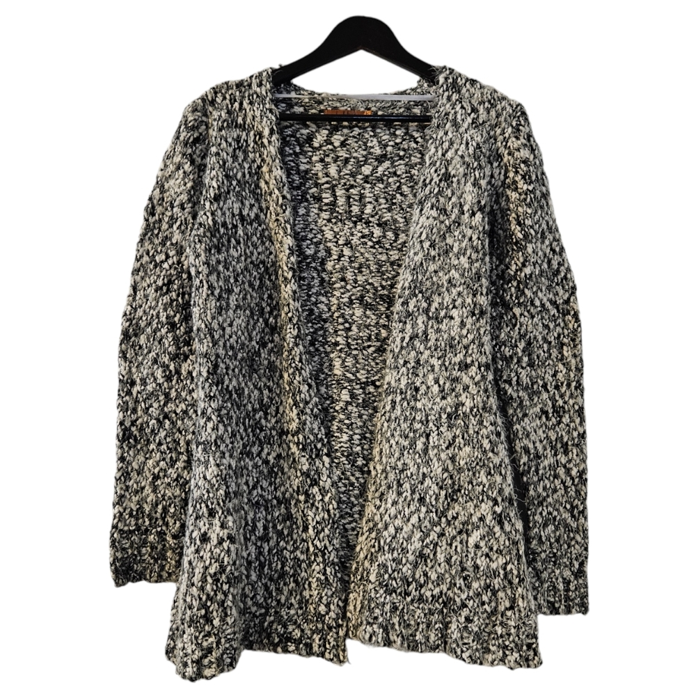 Belldini women's black and white chunky knit cardigan